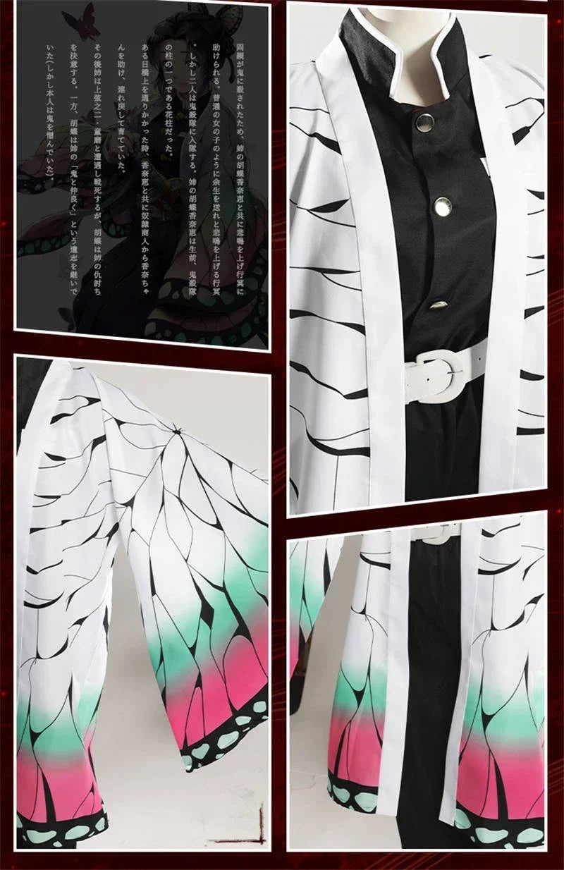 Shinobu cosplay costume for kids featuring a stylish black and white design with colorful accents