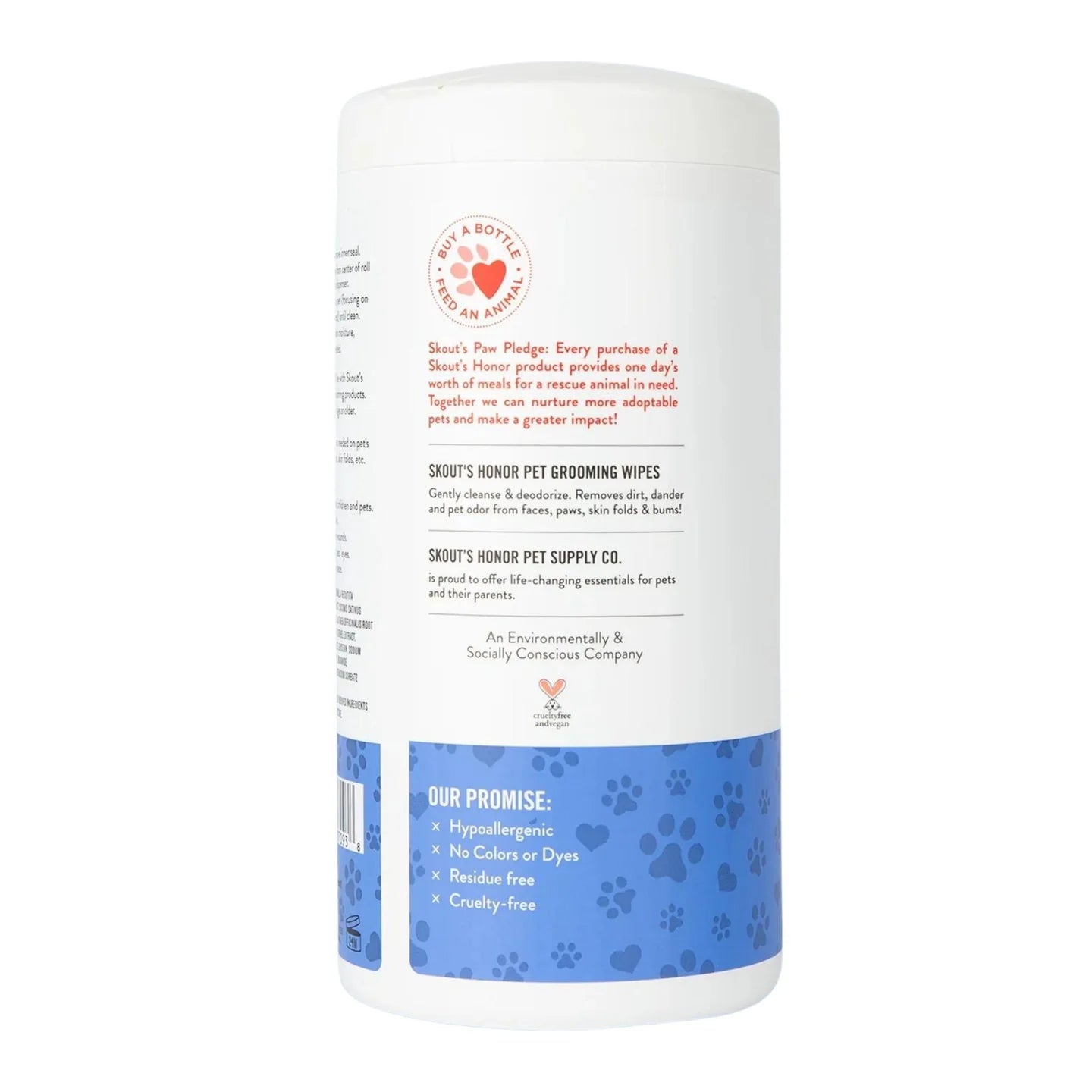 Skouts Honor grooming wipes 80 count container with hypoallergenic and cruelty-free promise