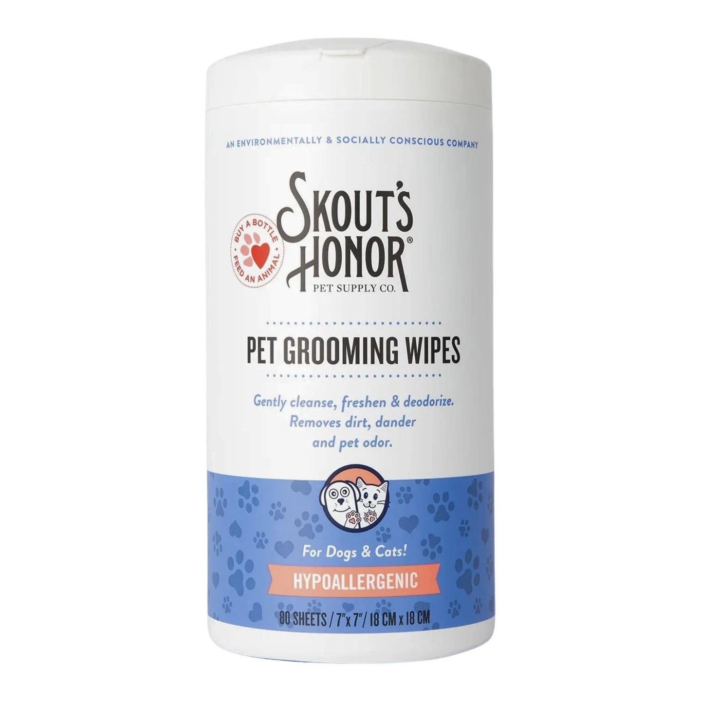 Skouts Honor grooming wipes 80 count pet grooming wipes hypoallergenic for dogs and cats