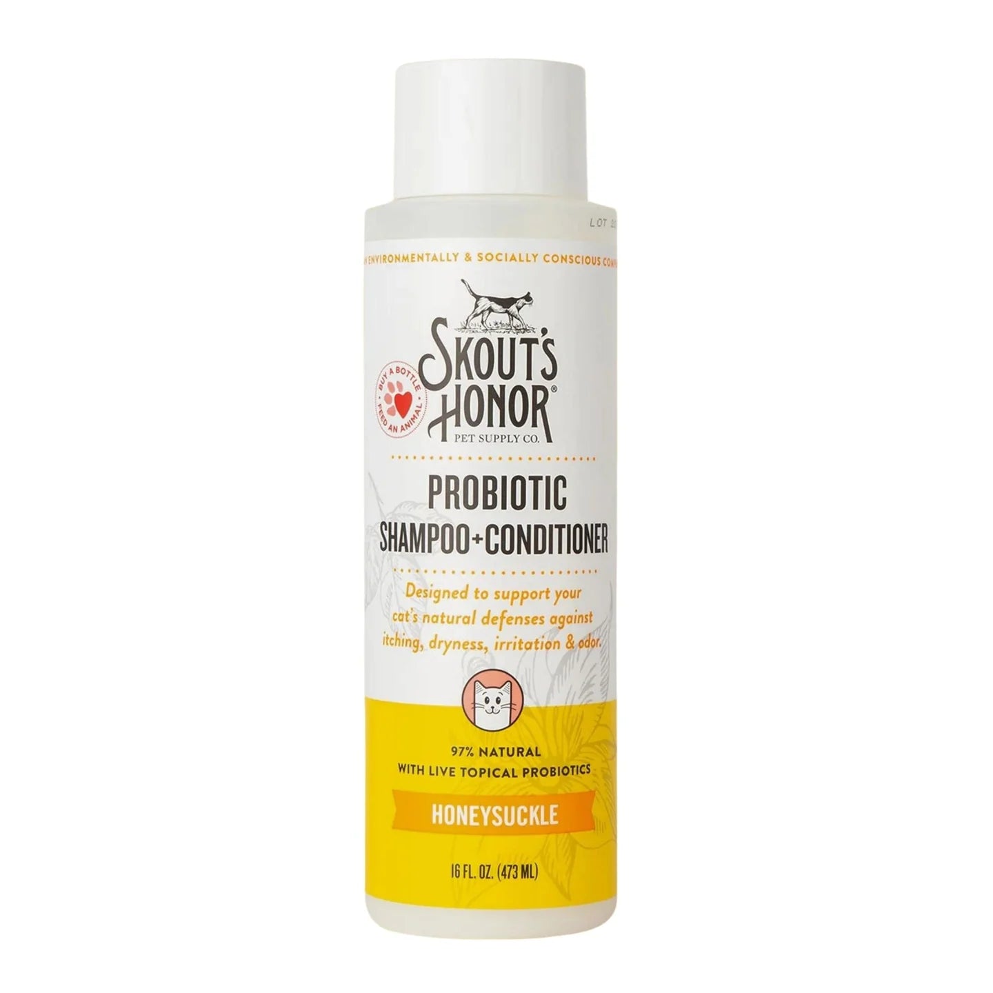 Skout's Honor Probiotic Shampoo and Conditioner for pets with honeysuckle scent 16 fl oz bottle
