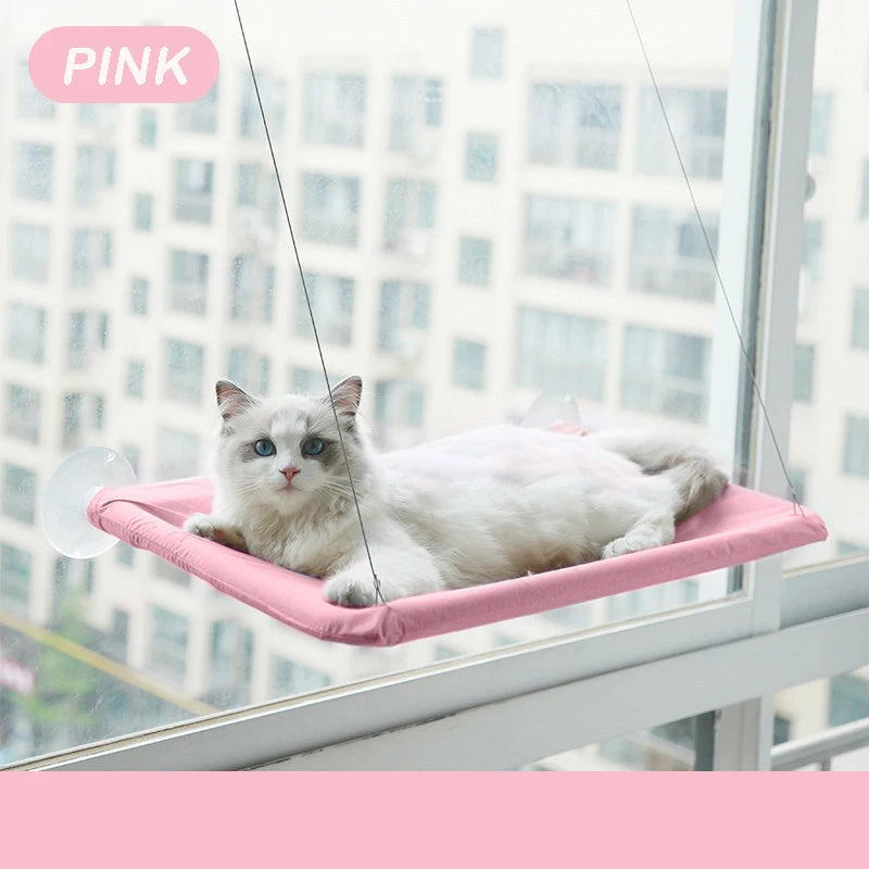 SkyLounge Window Cat Hammock in Pink with a Comfortable, Elevated Spot for Cats to Relax