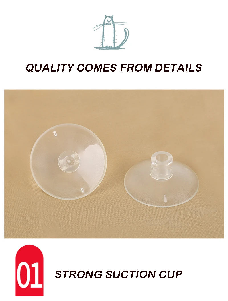 Strong suction cups for secure attachment of the SkyLounge Window Cat Hammock.