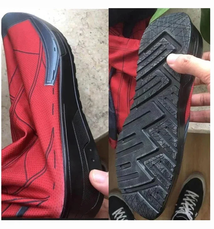 Zoomies & Co Far From Home Spiderman costume with detailed shoe sole and upper design