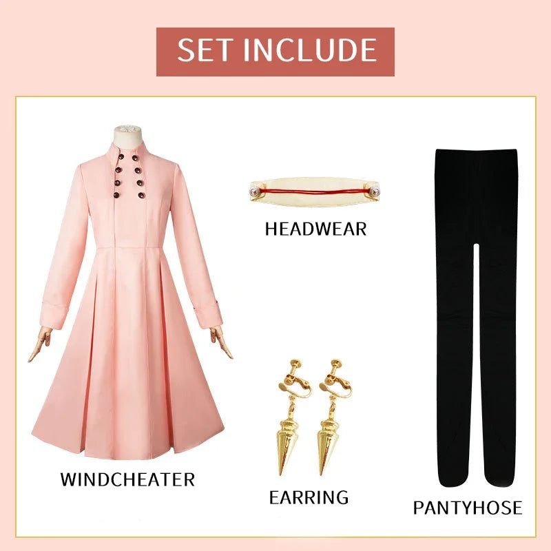 Spy X Family Yor Forger dress set including windcheater, headwear, earrings, and pantyhose