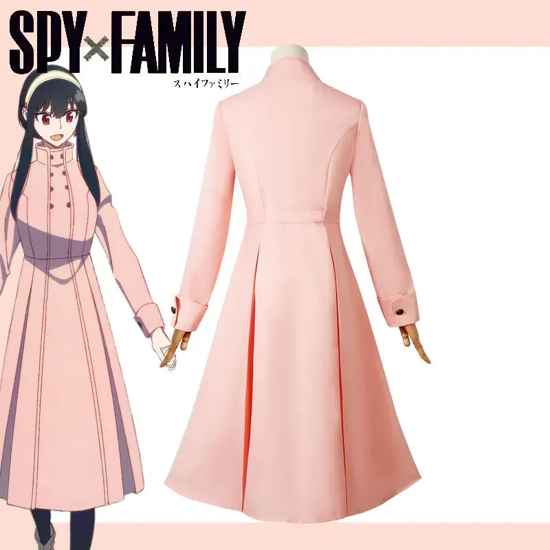 Spy X Family Yor Forger dress in pink with elegant design and long sleeves for anime fans