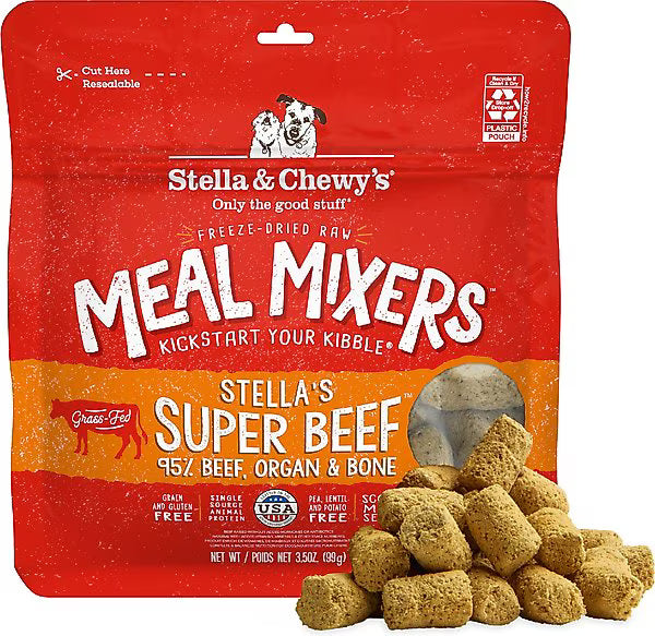 Stella and Chewys beef meal mixers freeze-dried raw super beef with 95 percent beef organ and bone