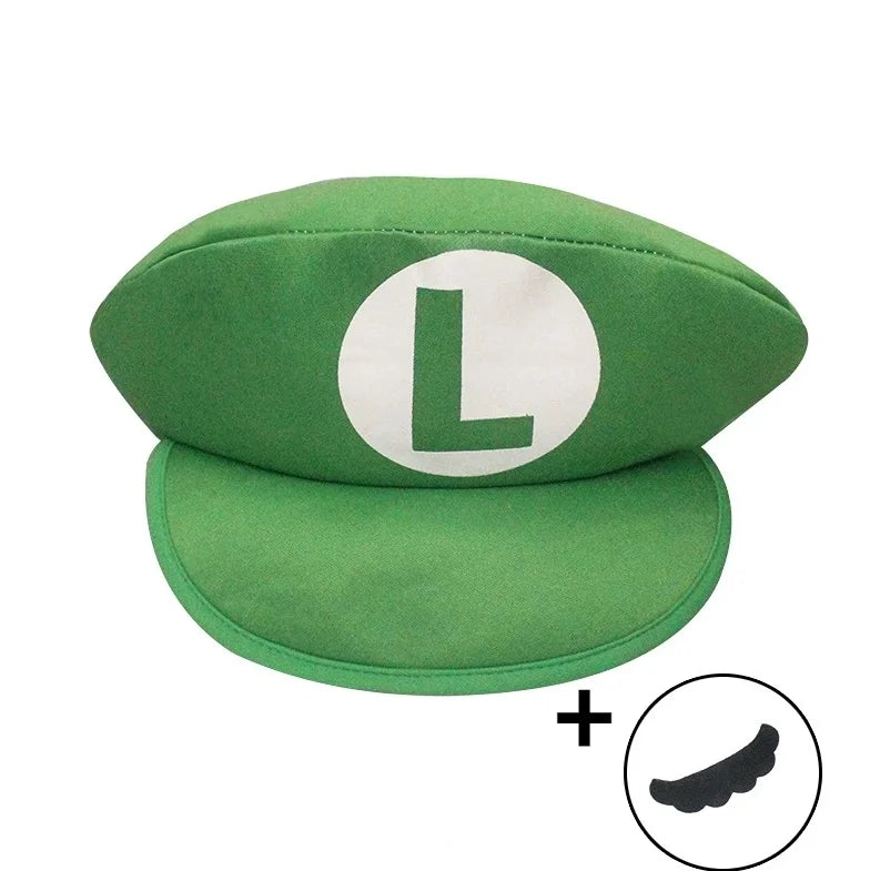 Green Luigi Hat with L Logo for Super Mario Brothers group costume featuring felt material