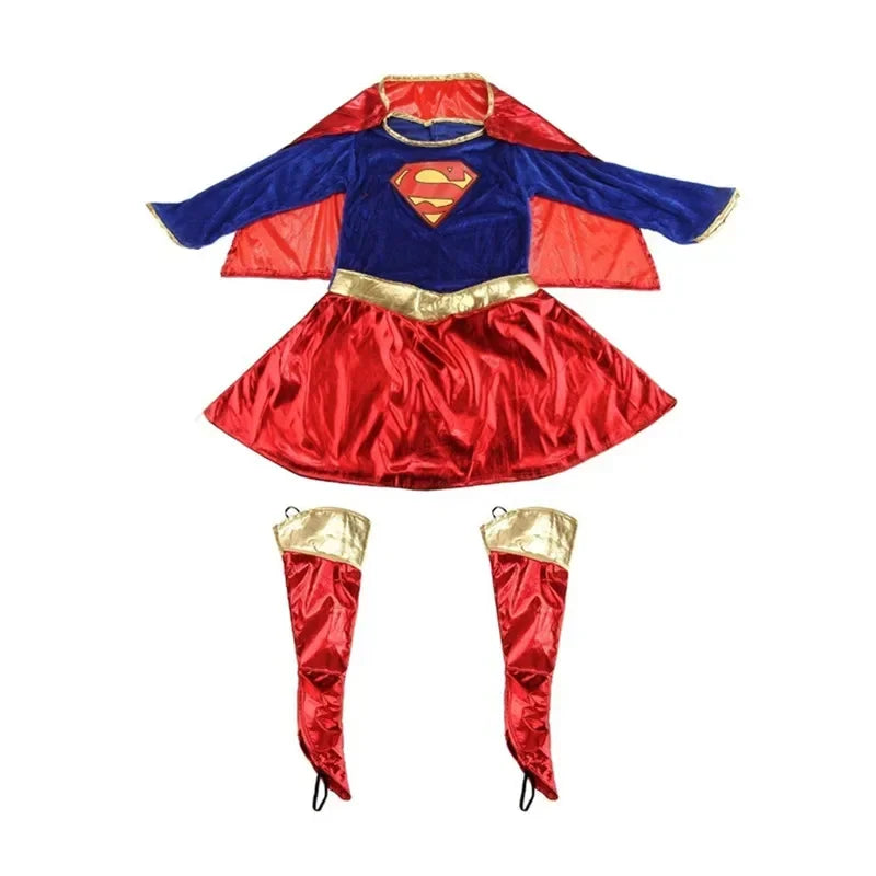 Zoomies & Co Supergirl Halloween Costume with Cape, Skirt, and Boots for Kids