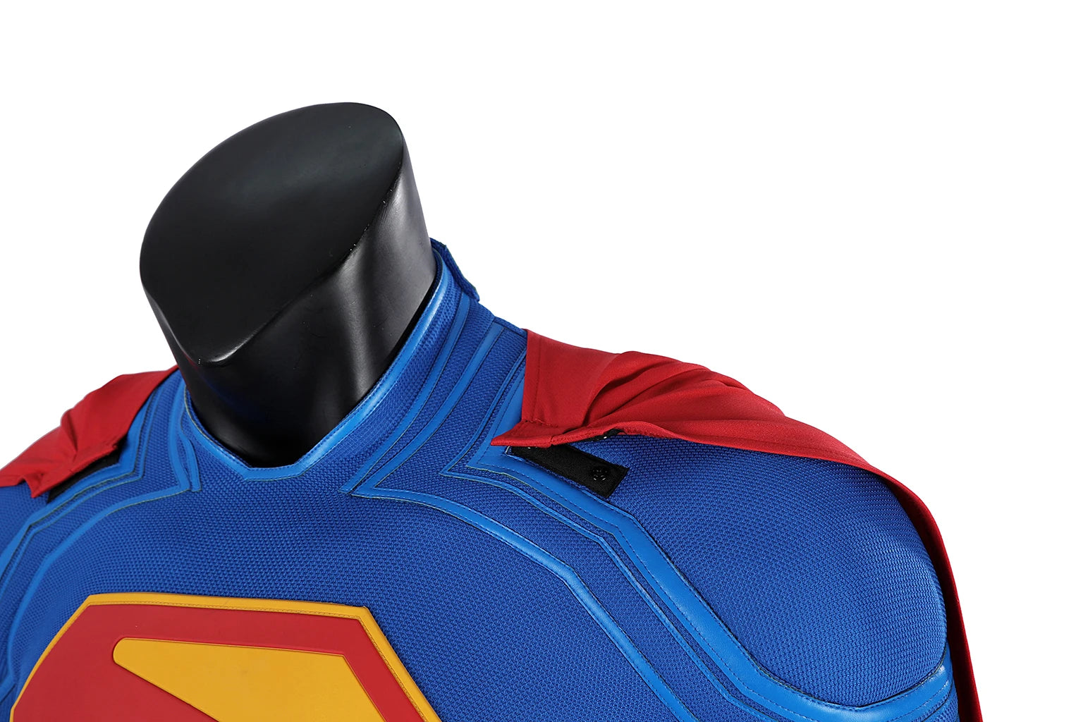 Superman Costume by Zoomies & Co featuring vibrant blue fabric and red cape for cosplay and dress-up fun