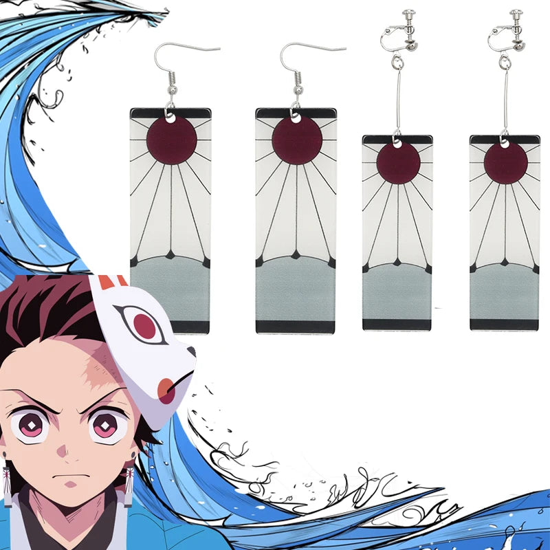 Tanjiro earrings Demon Slayer featuring stylish design with red accents and lightweight construction