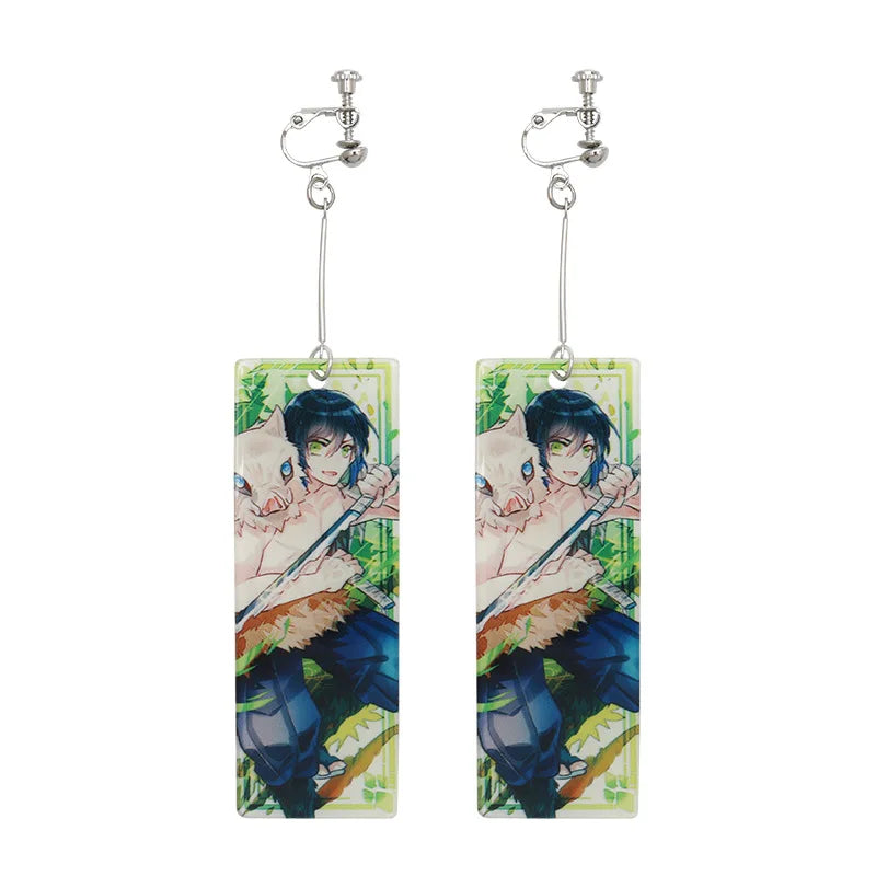 Tanjiro earrings Demon Slayer featuring a vibrant design with Tanjiro and his companion in a colorful setting