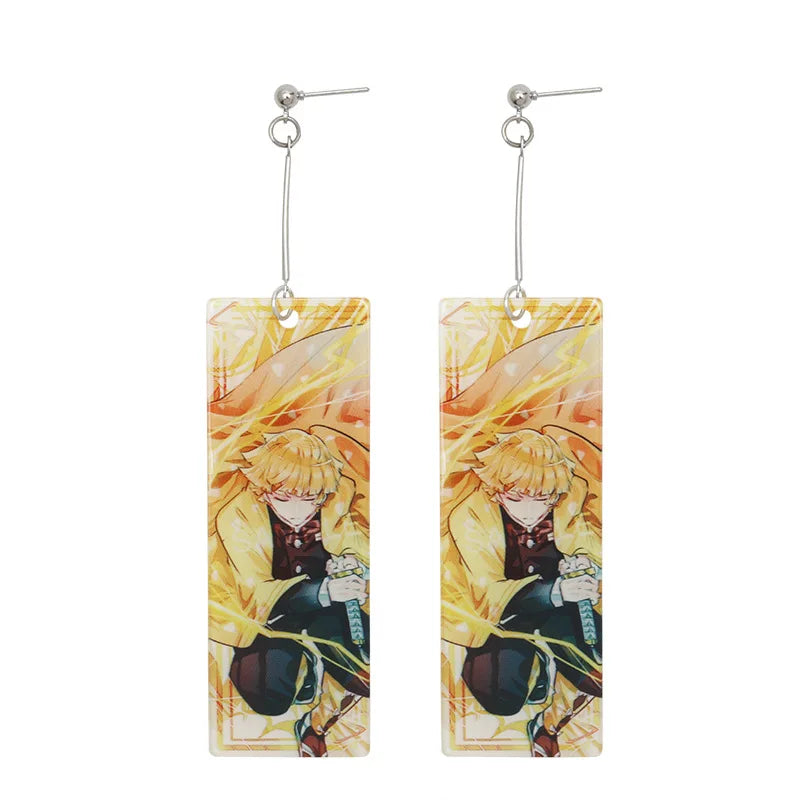 Tanjiro earrings Demon Slayer featuring vibrant designs of the character on dangle earrings