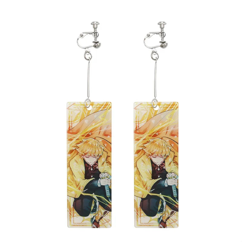 Tanjiro earrings Demon Slayer featuring vibrant artwork of the character against a colorful background