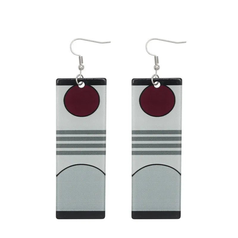 Tanjiro earrings Demon Slayer with a sleek design featuring red and gray colors for anime fans