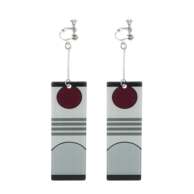 Tanjiro earrings Demon Slayer featuring a sleek design with striking maroon and gray colors