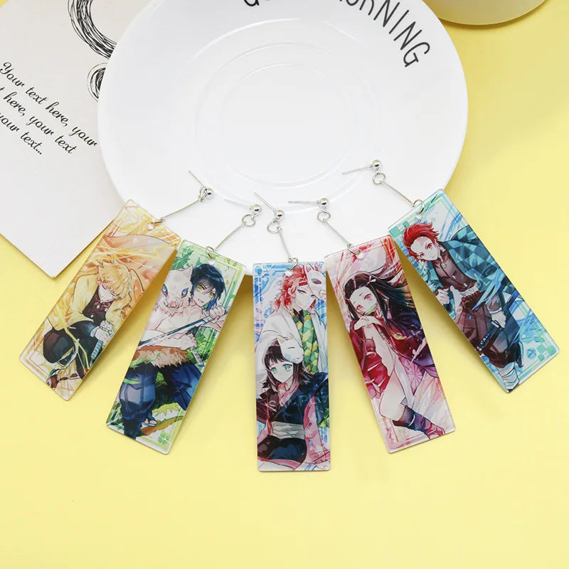 Tanjiro earrings Demon Slayer featuring character art from the popular anime series