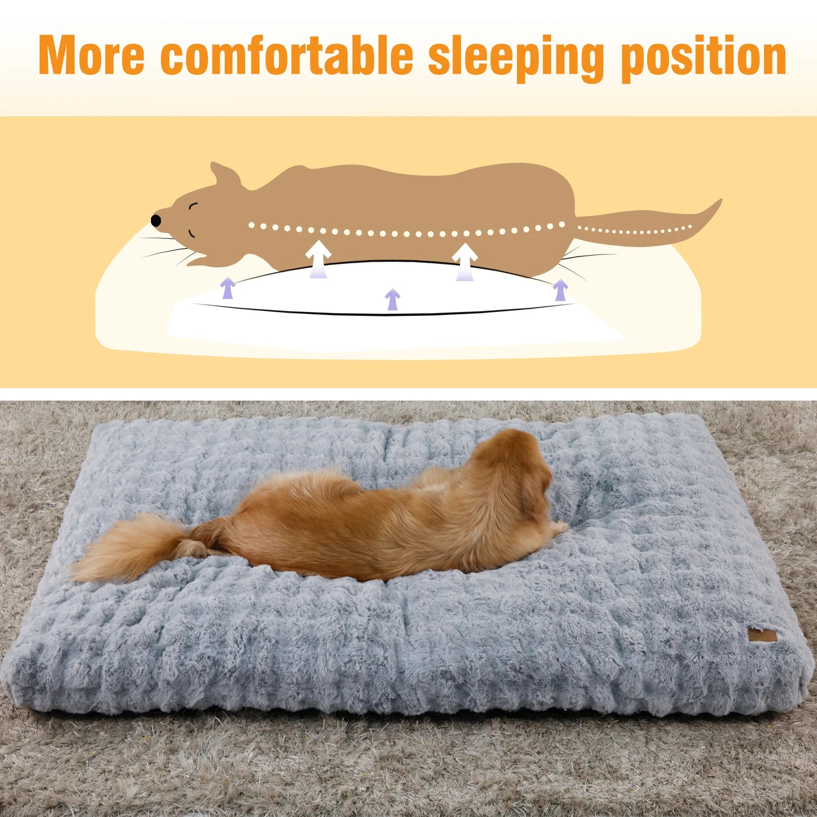 Ultra plush dog bed designed for comfort with supportive sleep posture for pets