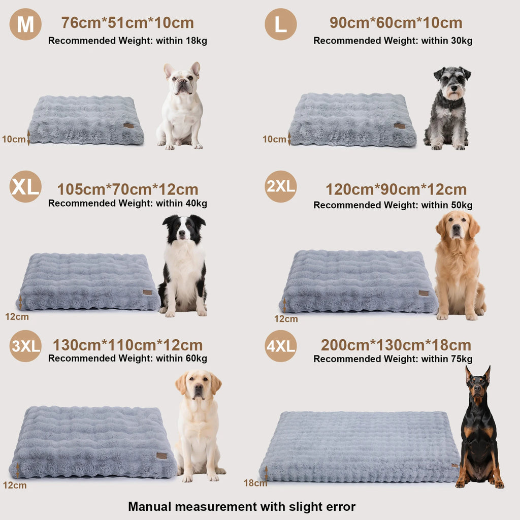 Ultra plush dog bed in various sizes with soft fabric for ultimate comfort and support for pets