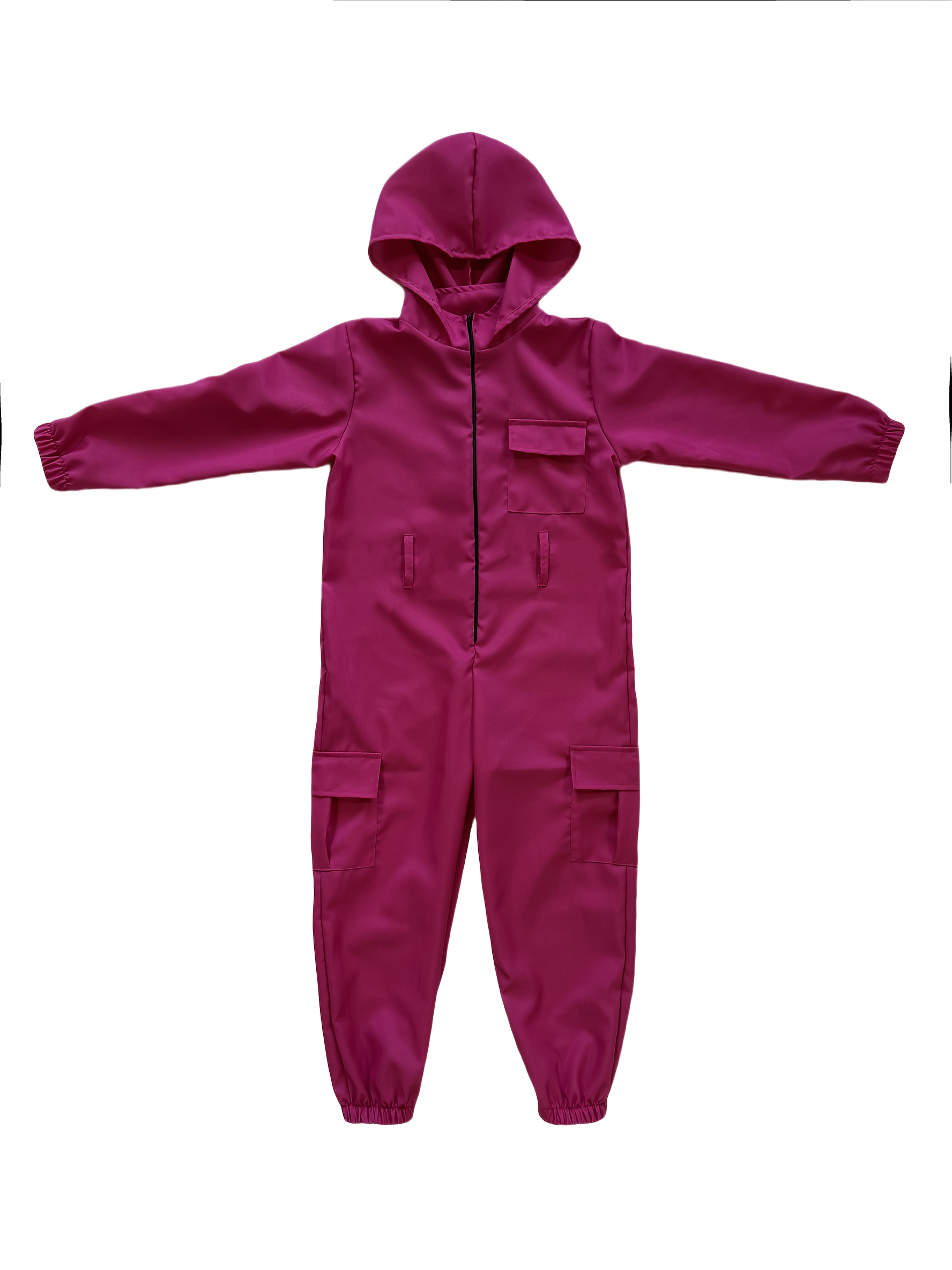 Zoomies & Co Unisex Carnival Bodysuit Set in vibrant purple with a hood and zip closure