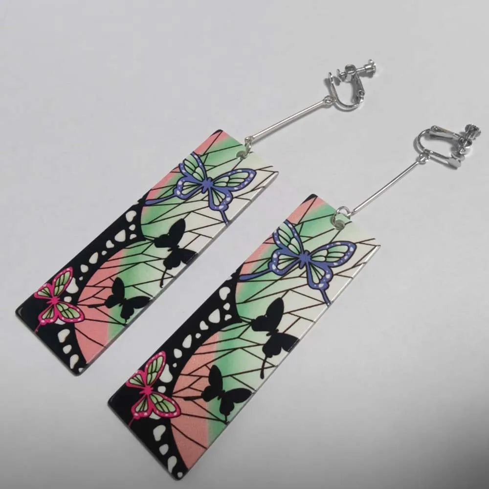Kochou Shinobu cosplay kimono cardigan inspired butterfly earrings with colorful designs