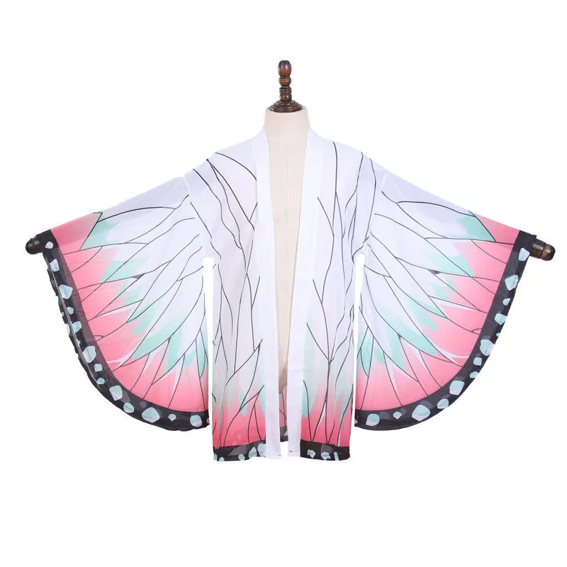 Kochou Shinobu cosplay kimono cardigan with vibrant wing patterns and flowing sleeves for anime fans