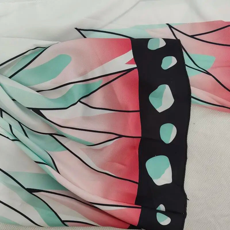 Kochou Shinobu cosplay kimono cardigan featuring vibrant colors and intricate patterns for anime fans