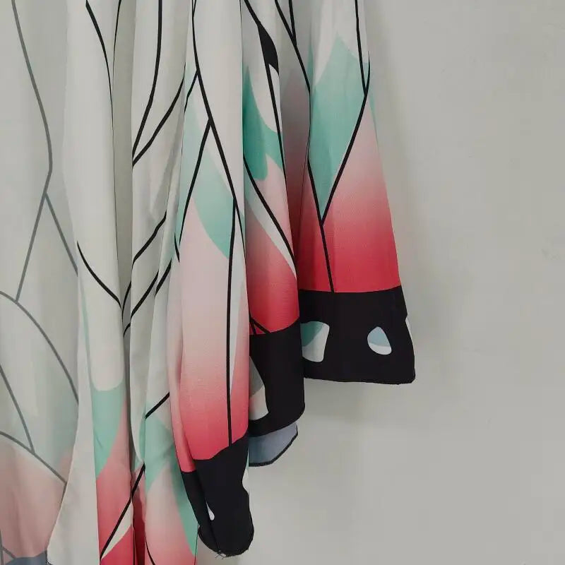 Kochou Shinobu cosplay kimono cardigan featuring colorful floral patterns and lightweight fabric
