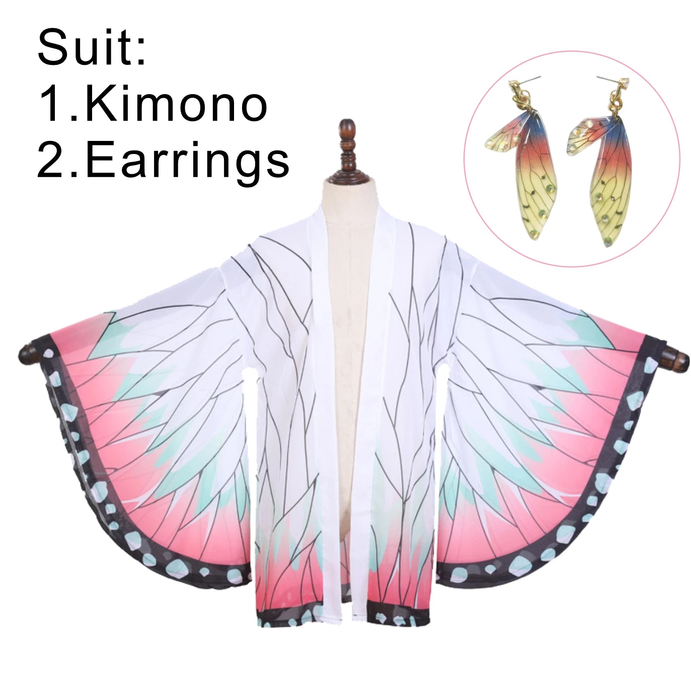 Kochou Shinobu cosplay kimono cardigan with flowing sleeves and intricate butterfly design