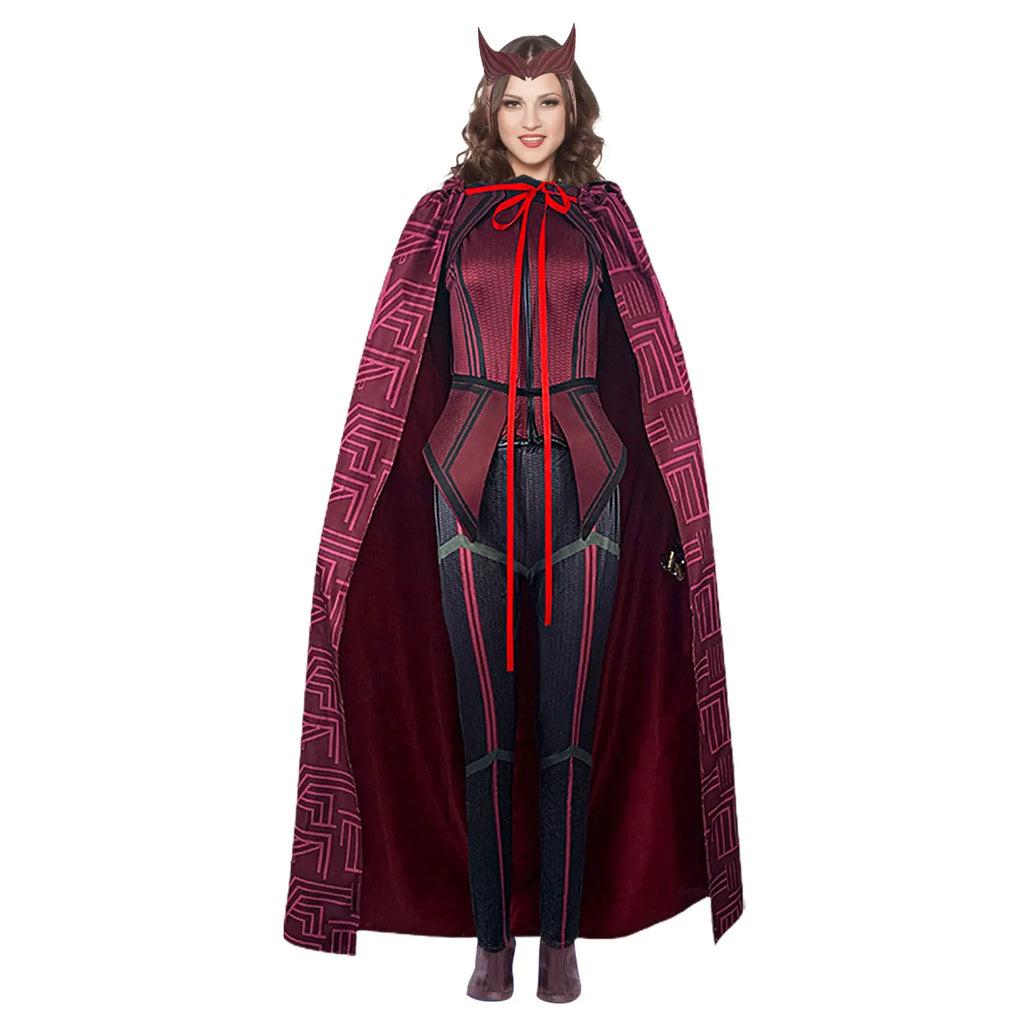 Wanda Vision Halloween costume high quality featuring a detailed cape and bodysuit for a perfect superhero look