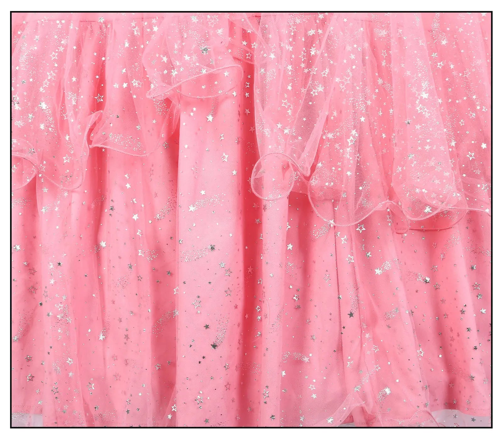Pink sparkly tulle fabric for the Wicked witch Glinda Halloween outfit with silver star accents