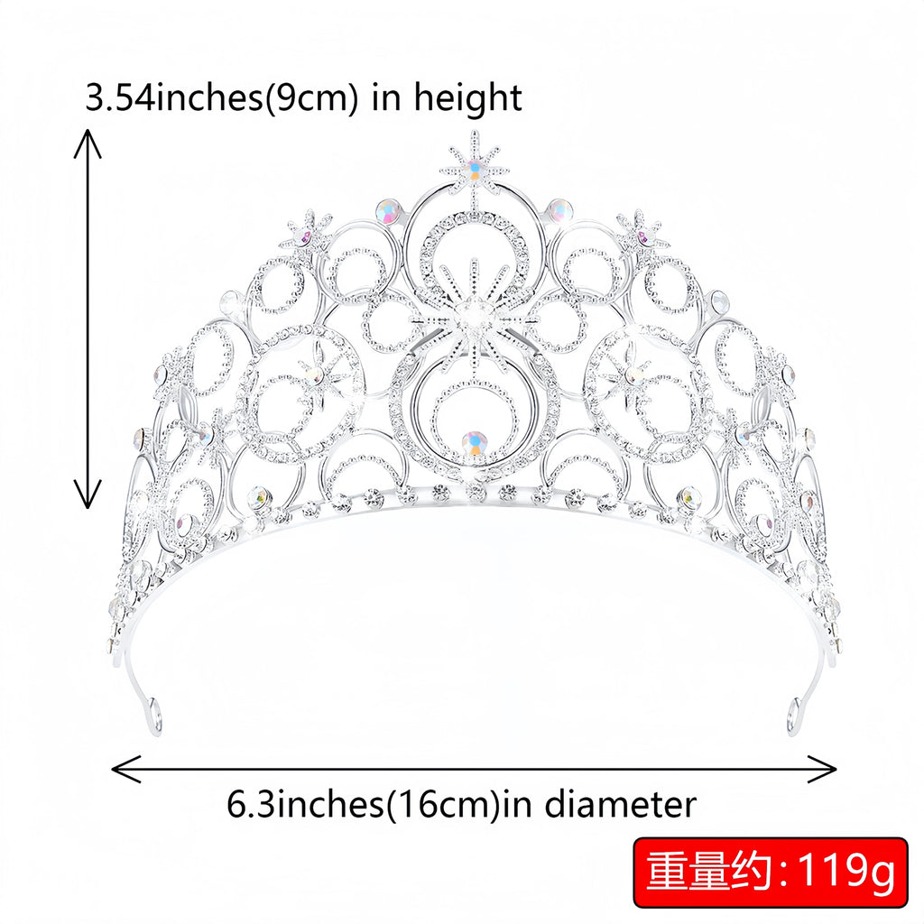 Sparkling silver crown for Wicked witch Glinda Halloween outfit with detailed star design