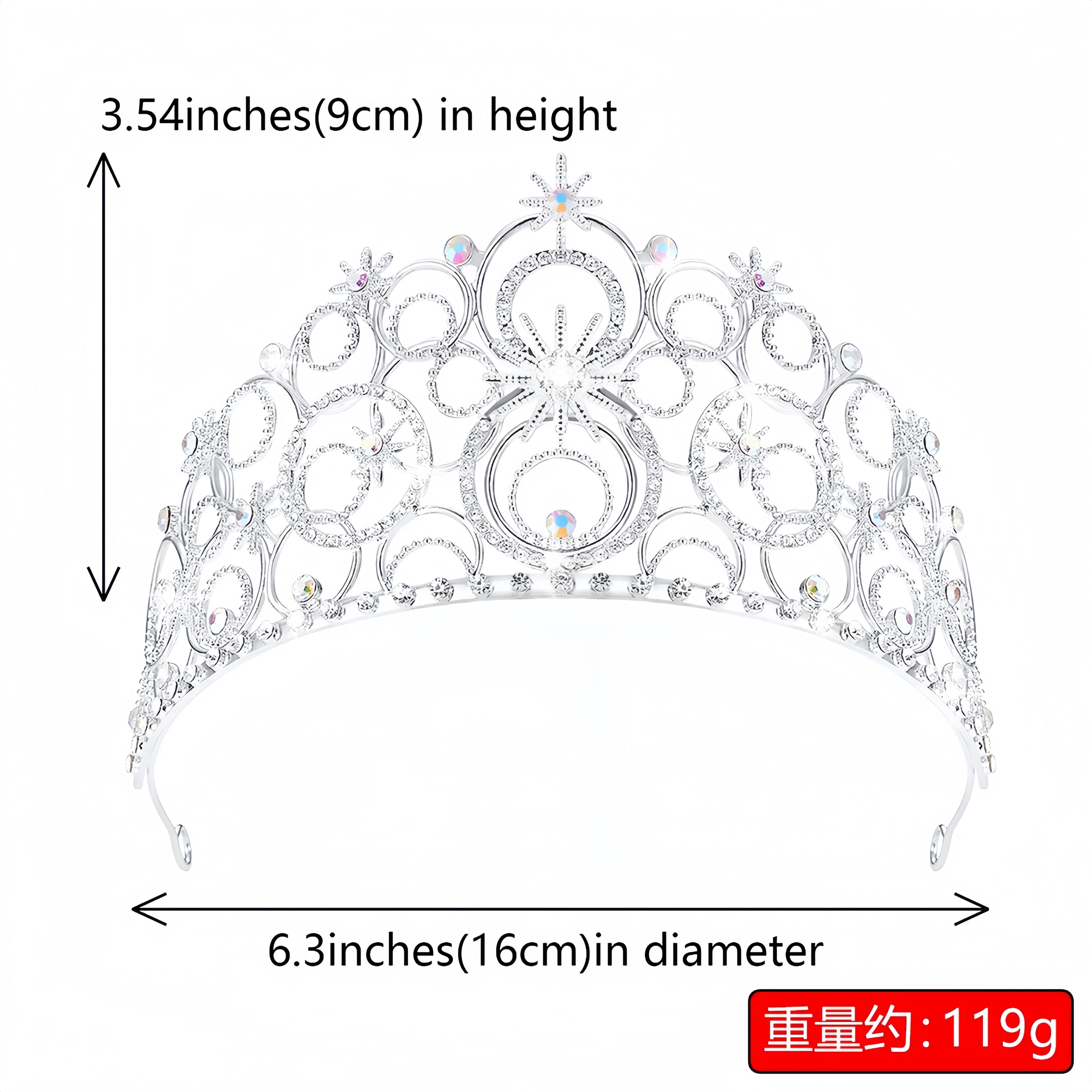 Sparkling silver crown for Wicked witch Glinda Halloween outfit with detailed star design