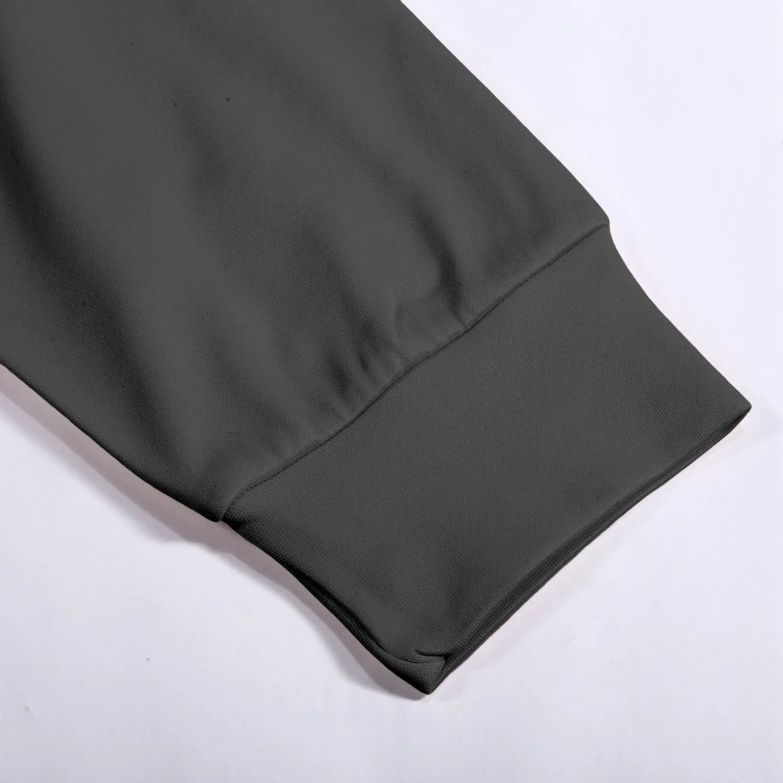 Gray fabric close-up of women's kangaroo pet hoodie with comfortable sleeves