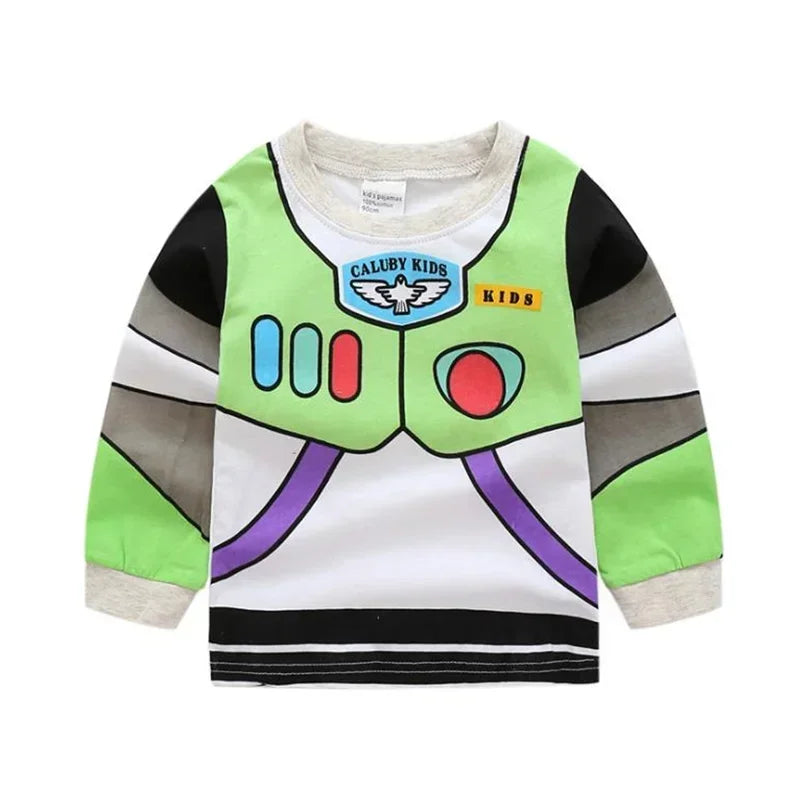 Woody and Buzz Lightyear costume pajama set featuring Buzz Lightyear design for kids