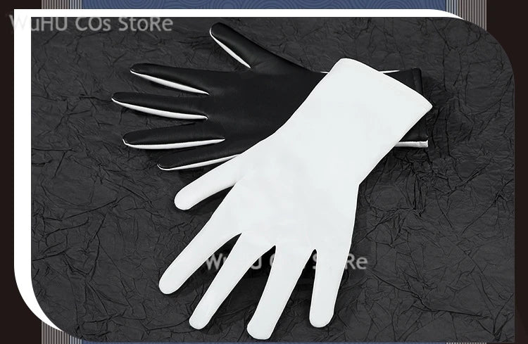 Black and white gloves designed for Fantastic Four blue jumpsuit cosplay costume accessory