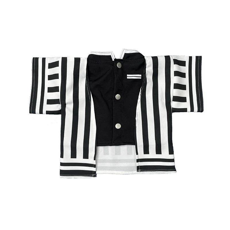 Zenitsu pet cosplay costume with black and white striped design for pet fans