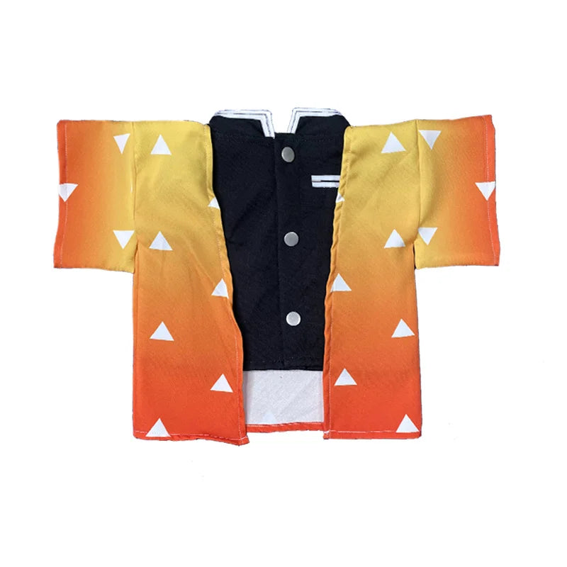 Zenitsu pet cosplay costume with orange and yellow gradient and triangle patterns for pets