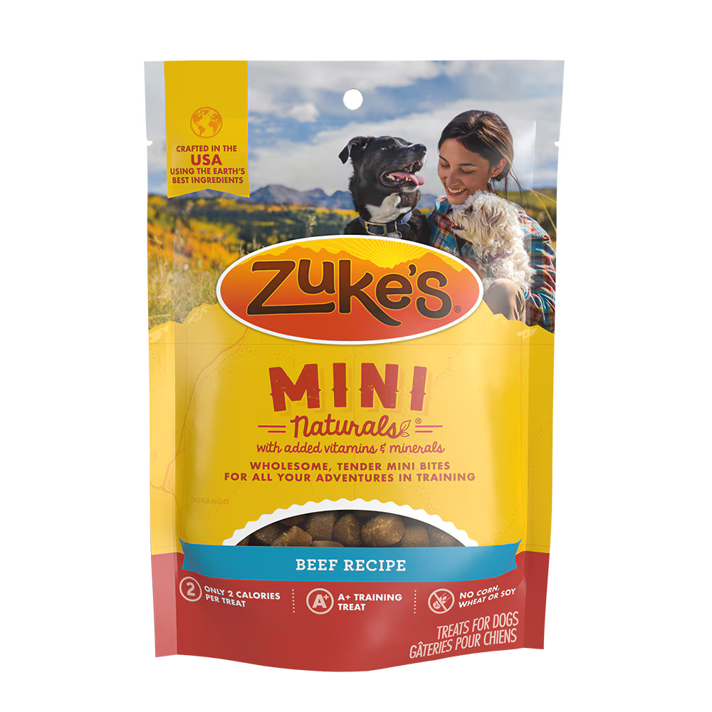Zukes mini beef dog treats beef recipe pouch with wholesome natural training bites